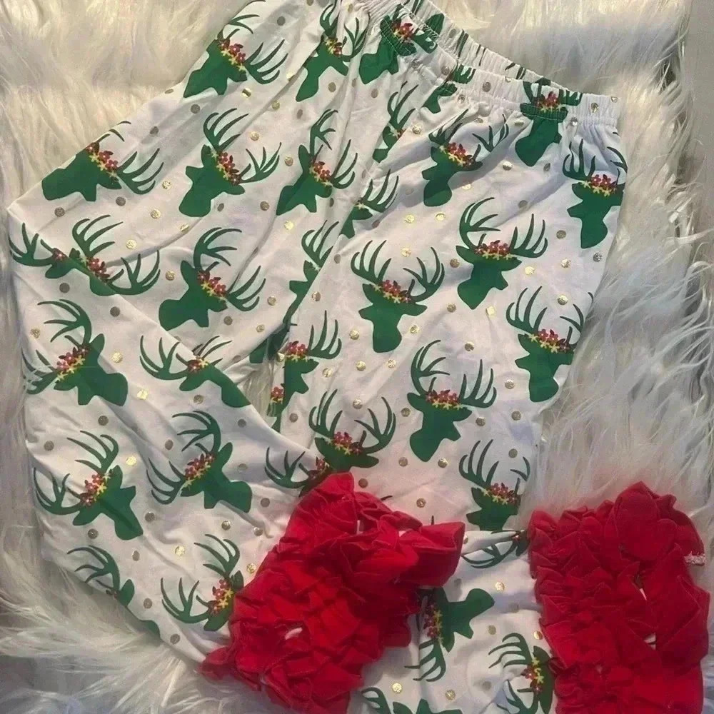 GIRKS BOUTIQUE CHRISTMAS RUFFLE BOTTOM PANTS  SZ XXL
